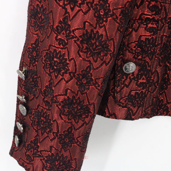 Vintage CASS Jacket Womens Red Knit Button Front Abstract Pattern Large 80s Rare - Picture 4 of 10